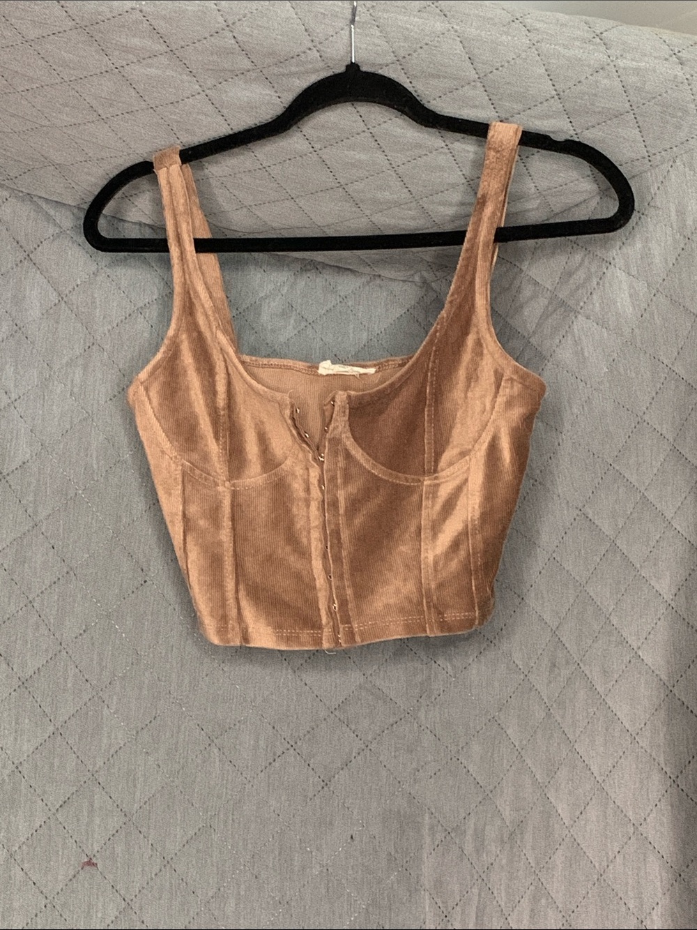 #193 Brown Velvet Cropped Bustier Tank Top